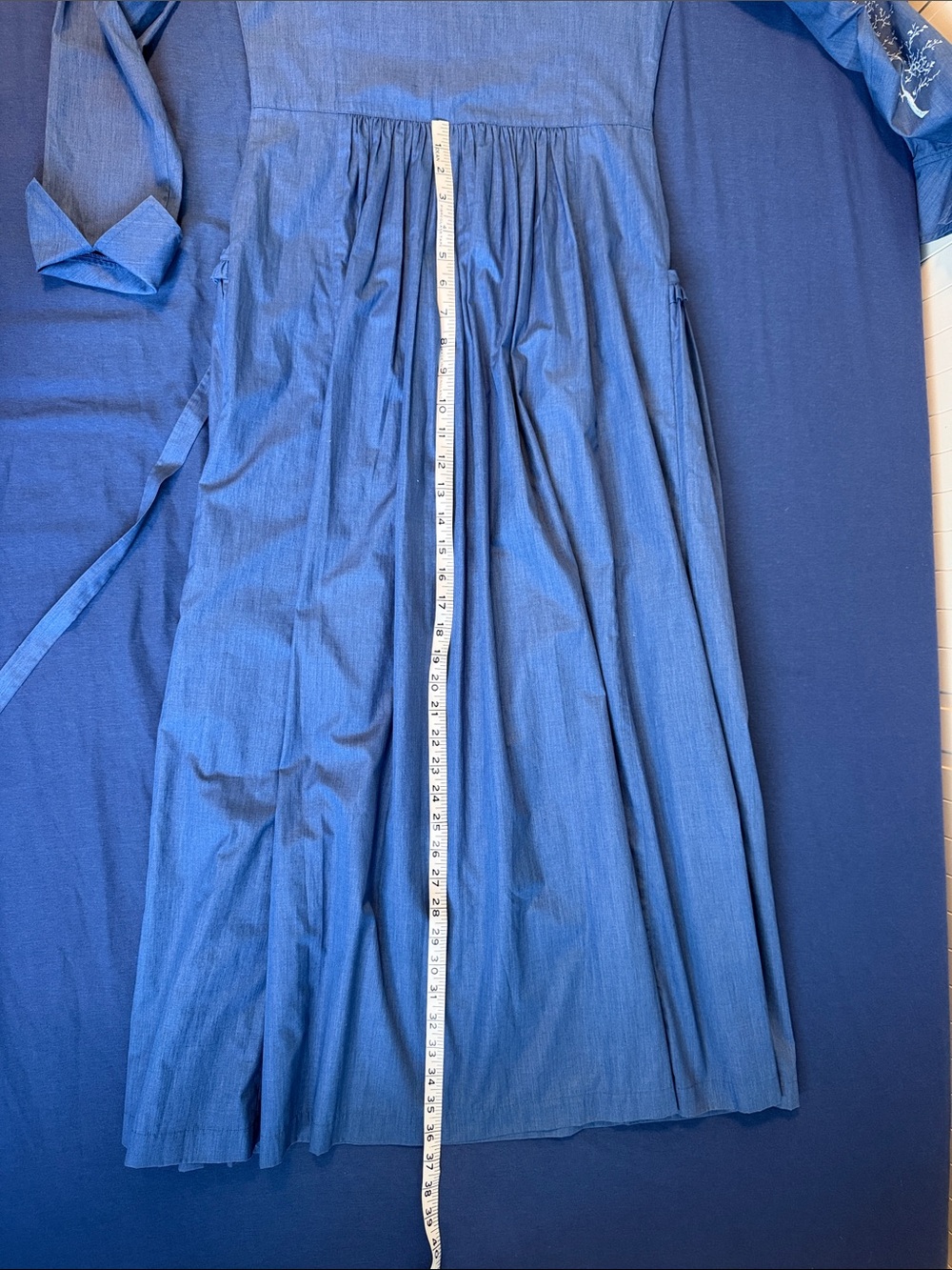 Classic Blue Maxi Ruffle Front Shirt Dress - Picture 13 of 14